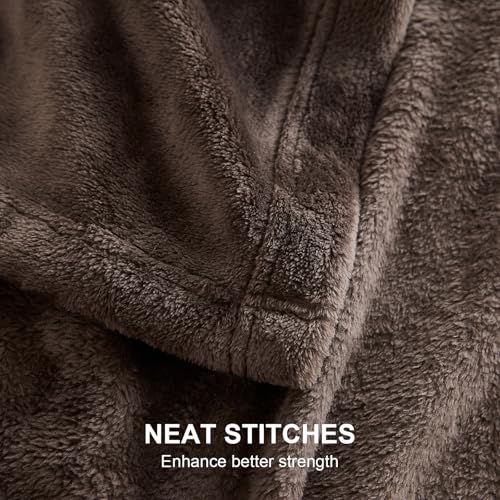 Hansleep Throw XL Brown Fleece Blanket, Soft Flannel Bed Blanket | Fuzzy Cozy Blanket 50x70 Inches, Multi-use for Bed, Sofa, Couch, Travel, Camping, All Season Warm Lightweight Cover - color: Brown, size: Throw XL (50x70 Inches)