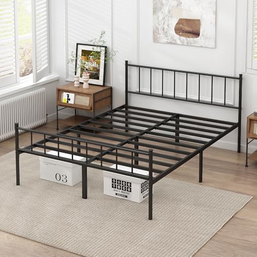 DIIYIV King Metal Bed Frame,Steel Slat Support,Noise Free,Easy Assembly | King Size Bed,Mattress Foundation,Underbed Storage,No Box Spring Needed - size: King