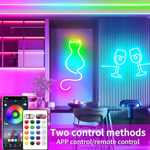 segrass 16.4FT DC24V RGB LED Neon Rope Lights with Remote/APP Control, Waterproof, Flexible, Multicolor, Modern Style for Bedroom, Room, Outdoors, Christmas Decor - size: 16.4ft