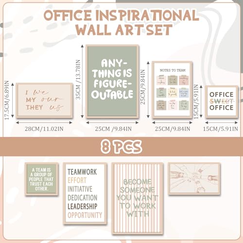Faccito 8 Set Office Wall Art Inspirational Wall Art for Office Women Wallart Large Wooden Motivational Quotes Teamwork Framed Decor for Home Work Cubic - style: Stylish