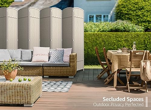 Sorbus 8 Panel Room Divider 6 ft. Tall - Privacy Screen, Extra Wide Double Hinged Panels, Mesh Hand-Woven Design, Partition Room Dividers and Folding Privacy Screens, Wall Divider for Room Separation - color: Beige, size: 8 Panel