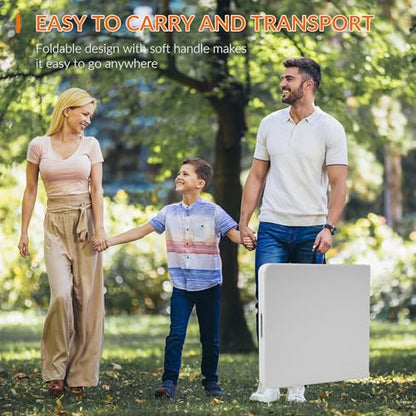 Elevon 4 Feet Heavy Duty Folding Table with Adjustable Height, Fold-in-Half Portable Table for Indoor Outdoor Use - Camping, Picnic, Party, Wedding, Dining, Utility Table - size: 4 feet