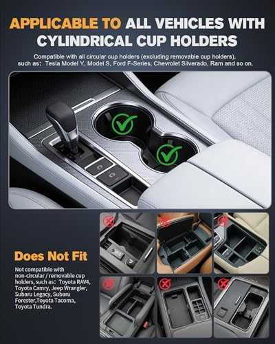 Car Desk for Laptop, Car Table & Car Tray with 360° Rotating Cup Holder, Adjustable Height Car Food Tray, As Car Table Tray or Car Seat Tray, Compatible with Tesla Model 3/Y/S, Ford/Most Vehicles