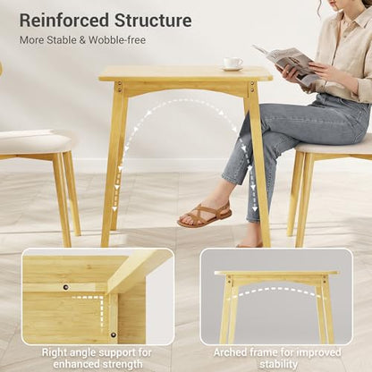Bamboo Dining Table, Small Kitchen Table for 2, 27.6" Square Dining Tables for Small Space, Easy Assembly, Dinner Table for Dining Room, Living Room, Kitchen, Office(Natural) - color: Natural