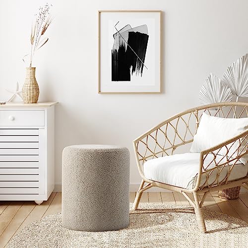Modern Round Ottoman with Soft Padded Seat, Multifunctional Vanity Stool for Makeup, Upholstered Footrest Stool Ottoman Foot Stool for Living Room, Bedroom - color: Taupe