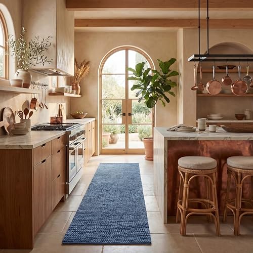 SAFAVIEH Natura Runner Rug 2'3"x11', Wool Knotted Navy & Blue NAT425N - color: Navy/Blue, size: 2'3" x 11' (Runner)
