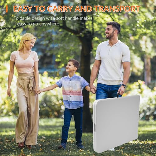 Elevon 6 Feet Heavy Duty Folding Table with Adjustable Height, Fold-in-Half Portable Table for Indoor Outdoor Use - Camping, Picnic, Party, Wedding, Dining, Utility Table - size: 6 feet