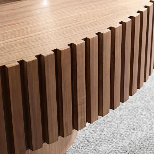 43.7'' Round Coffee Table for Living Room,Modern Handcraft Drum Coffee Table Wood Small Coffee Table with Sturdy Pedestal,Wanult - color: Walnut, size: 43.7"x24.8"x13.38"