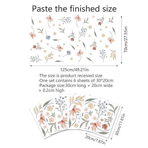 Boho Flower Wall Decals，Watercolor Flower Wall Art，Wildflower Wall Decals，Girls Bedroom Removable Wall Decals (Boho Colorful Flower Wall Decals) - color: Boho Colorful Flower Wall Decals