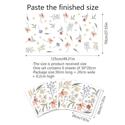 Boho Flower Wall Decals，Watercolor Flower Wall Art，Wildflower Wall Decals，Girls Bedroom Removable Wall Decals (Boho Colorful Flower Wall Decals) - color: Boho Colorful Flower Wall Decals