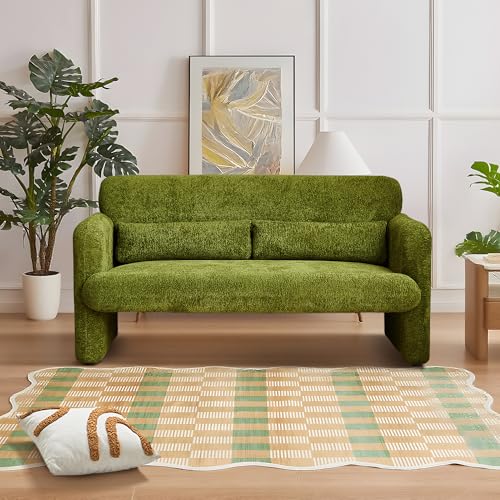 59" W Loveseat Sofa, Modern Love seat Couch, Solid and Easy to Install, Upholstered 2-Seater Couch for Bedroom, Apartment, Living Room，Green - color: Green, size: 30.31"D x 59.08"W x 31.5"H