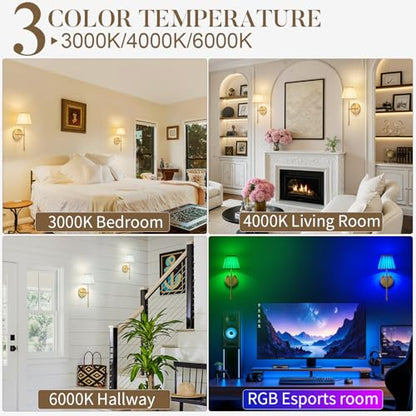 Battery Operated Wall Sconces with Dimmable Led Bulds and Remote | Gold Wireless Wall Lights Set of 2, Fabric Rechargeable 10000mAh Wall Mounted Lamp for Bedroom, Living Room, Hallway - color: Gold
