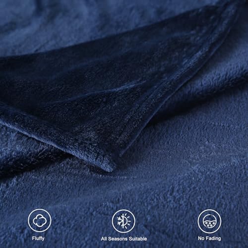 TASTHROW Navy Throw Blanket 50x60 Inches | Soft Plush Cozy Fleece Flannel Throw Blanket, Lightweight Warm Throws for Bed, Couch, Bedroom and Living Room, All Seasons - color: Navy, size: 50"x60"