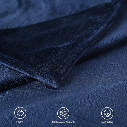 TASTHROW Navy Throw Blanket 50x60 Inches | Soft Plush Cozy Fleece Flannel Throw Blanket, Lightweight Warm Throws for Bed, Couch, Bedroom and Living Room, All Seasons - color: Navy, size: 50"x60"