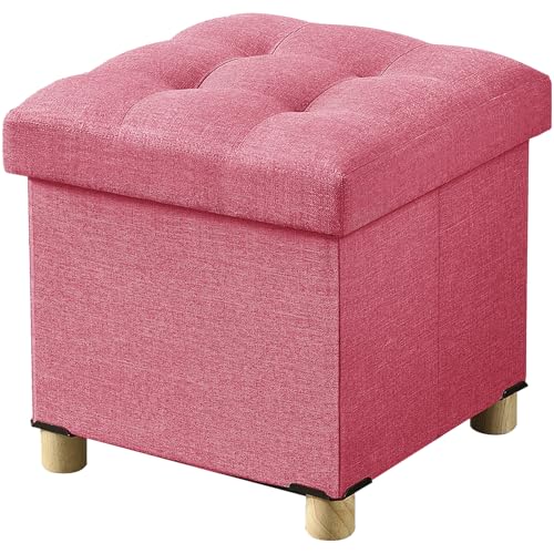 BRIAN & DANY 15 Inches Ottoman with Storage, Square Small Storage Ottoman Foot Rest with Legs, Ottomans Foot Stool for Dorm, Living Room, Entryway (Hot Pink) - color: Hot Pink, size: 15"D x 15"W x 15"H