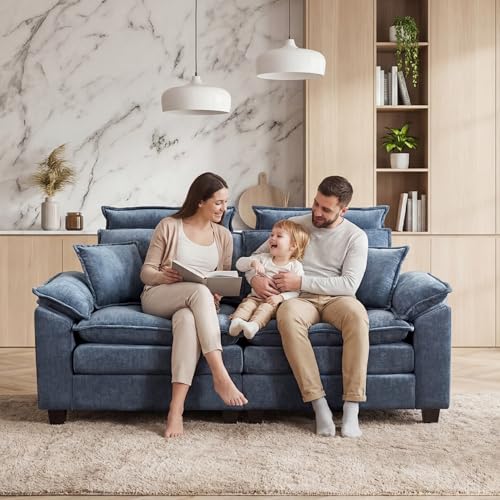 72'' Cloud Deep Seat Loveseat, Modular 2 Seater Sectional Couch with Detachable Headrest, Modern Love Seat Sofas for Living Room, Apartment, Blue - color: Blue, size: Loveseat