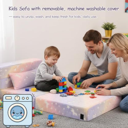 Kids Floor Sofa, Child Fold Up Sofa Couch Convertible Futon Folding Chair with Storage Bag for Kids, Twill Pegasus - color: Twill Pegasus