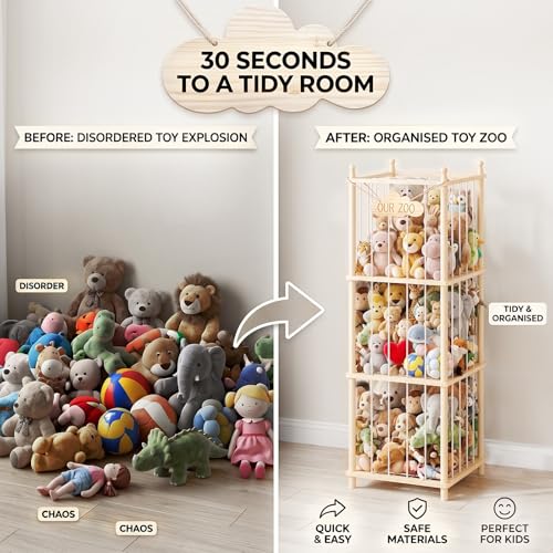 Stuffed Animal Storage,54 Inch Toy Organizer,Anti-Tip Design,Easy Assembly - size: 53.9*15.7*15.7 IN