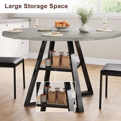 Jocoevol Round Dining Table for 4,Kitchen Dining Room Circle Dinner Pedestal Table,Space Saving Wood Kitchen & Dining Room Furniture, 42In,Grey - color: Grey, size: 42In