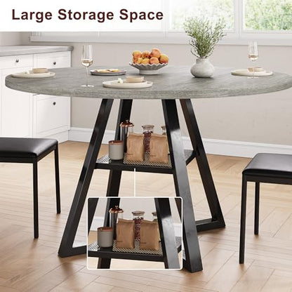Jocoevol Round Dining Table for 4,Kitchen Dining Room Circle Dinner Pedestal Table,Space Saving Wood Kitchen & Dining Room Furniture, 42In,Grey - color: Grey, size: 42In