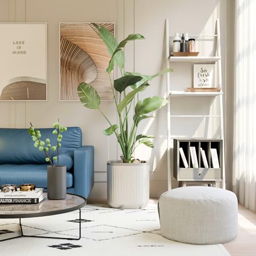 15 Inch Self-Watering Planter for Indoor Plants – Large Modern Plant Pot with Built-In Water Reservoir, Ideal for Monstera, Fiddle Leaf Fig, Palms & Peace Lily, Without Trellis (1, Cream White) - color: Cream White
