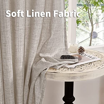 YoungsTex Natural Linen Curtains 84 Inch Length 2 Panels Rod Pocket Light Filtering Textured Window Drapes with Ring Clips for Living Room Dining Bedroom, 38 X 84 Inches | Light Filtering Textured Drapes for Living Room Dining Bedroom Rod Pocket Back Tab