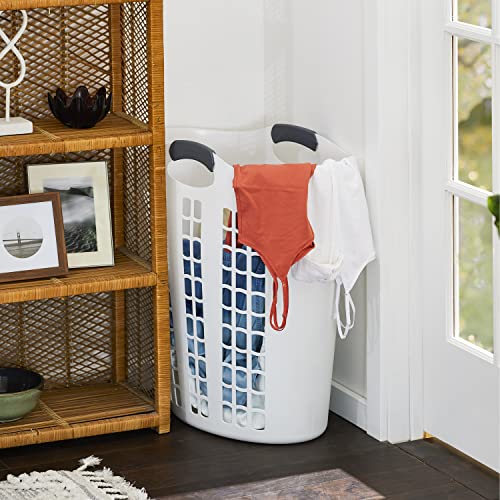 Gracious Living Easy Carry Flex Hamper, Large 87.5 Liter Lightweight Plastic Ventilated Laundry Basket Clothes Bin with Handles, White 3 Pack - size: 3 Pack