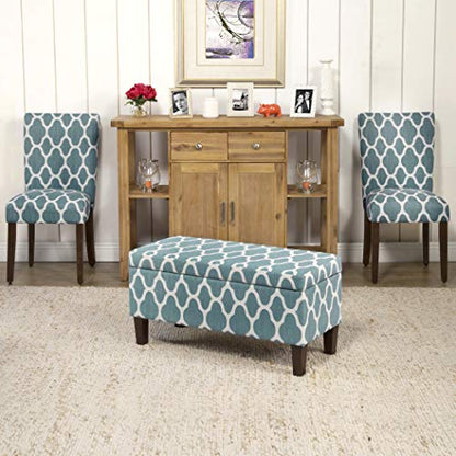 HomePop Parsons Classic Upholstered Accent Dining Chair, Set of 2, Teal and Cream Geometric - color: Teal and Cream, style: Pack of 2