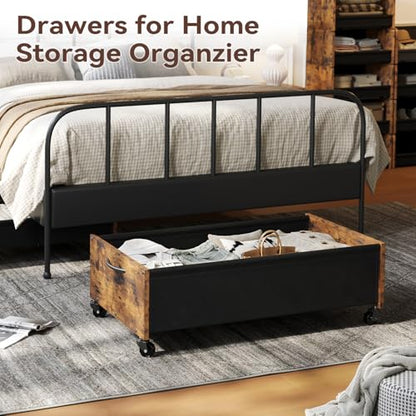FOUCSSOMEI Under Bed Storage with Wheels, Under Bed Storage Drawers on Wheels, Metal Frame Under Bed Shoe Storage, Space-Saving for Bedroom Closet Organization - size: Bigger Size