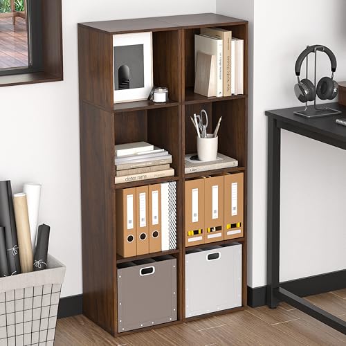 4Cube Storage Organizer, 4 Tier Cube Low Bookcase Freestanding Storage Display Organizer, Three-Cubes Open Shelf Bookshelf for Home Office (Dark Brown,Black Walnut, 4-Cube) - color: Dark Brown,black Walnut, size: 4-Cube