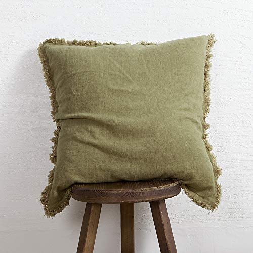 ATLINIA Decor Throw Pillow Cover - 18x18 Inch Linen Pillow Cover Decorative Farmhouse Boho Fringe Cushion Cover for Couch Sofa Bed Outdoor Olive - color: Olive, size: 18" x 18" (Pack of 1)