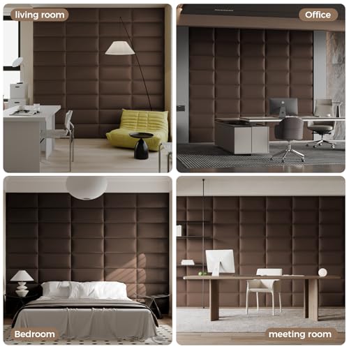 Upholstered Headboard - Bed Backboard, Dark Brown Faux Leather Panels, 24 x 12 Inches Each, 9-Piece Set, Modern Headboard Queen Design, Easy to Assemble, Perfect for Queen Beds - color: Brown