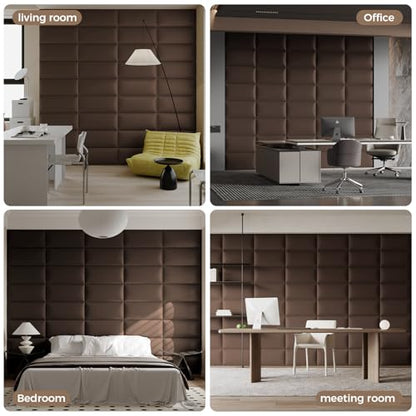 Upholstered Headboard - Bed Backboard, Dark Brown Faux Leather Panels, 24 x 12 Inches Each, 9-Piece Set, Modern Headboard Queen Design, Easy to Assemble, Perfect for Queen Beds - color: Brown