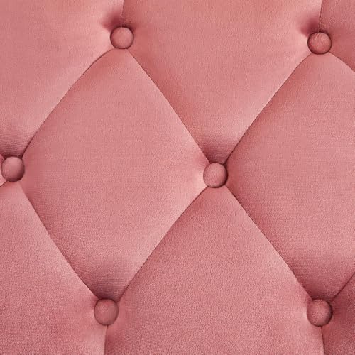 Yaheetech 45in Upholstered Velvet Ottoman Bench Seat with Gold Legs, Pink | Tufted Upholstered Bench Seat, Bed Bench with Tapered Gold Metal Legs, Sized for Window Seat Entryway Living Room - color: Pink