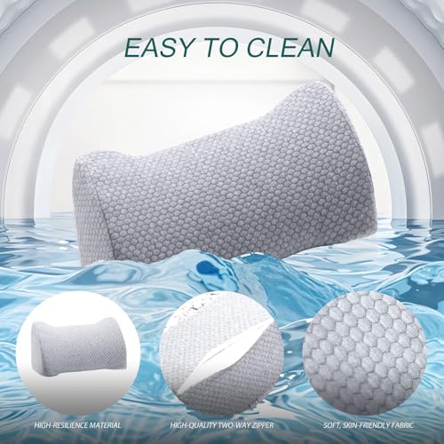 Lumbar Support Pillow Memory Foam Breathable Support for Office Chair, Car Seat, Sofa, Bed - Relieves Back, Spine, Neck Pain for Ergonomic Comfort Gray 18 * 11 * 7.5in