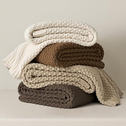 EVERGRACEHOME Chunky Chenille Knit Throw Blanket, 60 x 80, Camel Brown | Sculpted Moss Stitch, Chic Modern Farmhouse, All-Season Warmth, OEKO-TEX® Certified, Elegant Blanket for Couch, Bed, Sofa - color: Camel Brown, size: 60" X 80"