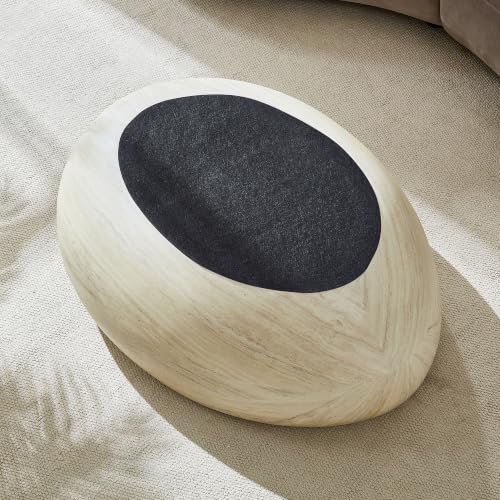 43.3" Oval Concrete Coffee Table, Travertine Style Stone Table | Modern Faux Stone Center Table, Accent Tea Table for Living Room, Drum Fiberglass Coffee Table, No Need Assembly - color: A-43.3" Mars Pattern