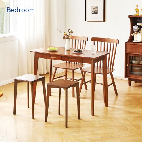 Aibiju Wood Writing Desk with Drawer and Hanging Rod, Small Computer Desk Table, Work Table, Study Desk, Small Wooden Dining Table Brown YD-WD01H - color: Brown, size: Length 39 in