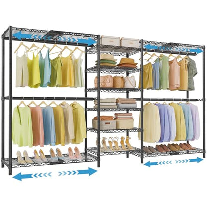 VIPEK X3 Plus Large Expandable Closet Rack Wardrobe Closet Organizer Black | Freestanding Clothes Racks with Adjustable Shelves and Hanger Rods from 5'10" to 8'8", Large Modular Closet Systems 1360LBS - color: Black, size: X3 Plus