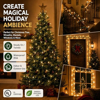 TW SHINE Warm White Christmas Lights Outdoor, 20FT 100 Count Incandescent Christmas Light Indoor, Waterproof Christmas Tree String Lights for Xmas Decorations | TW SHINE Christmas Light Indoor, Waterproof Christmas Tree String Lights for Outside Xmas Deco