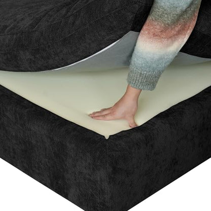 Cloud Couch Modular Sectional Sofa,119.29" U Shaped Couch, Oversized Down Filled Convertible Wide Seater,3 Seater with 2 Ottomans for Living Room Set, Covers Washable&,Black - color: Black, size: 3 Seat &2 Ottoman