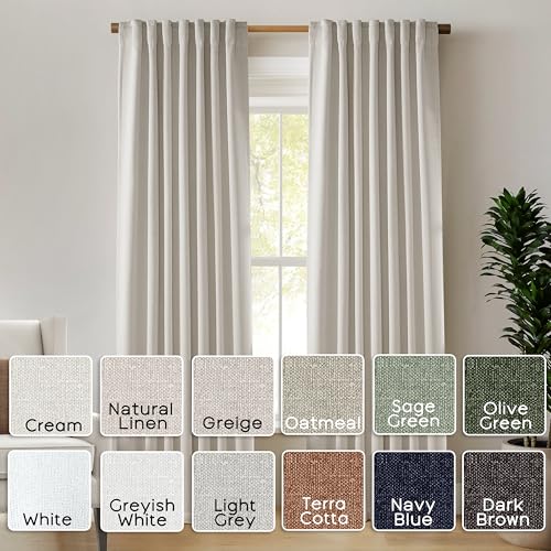 63 Inch Length Natural Linen Blackout Curtains, Rod Pocket Black Out Thermal Insulated Curtain Drapes for Bedroom 63 in Long 2 Panels Set - color: Natural Linen, size: 50"W x 63"L (Pack of 2)