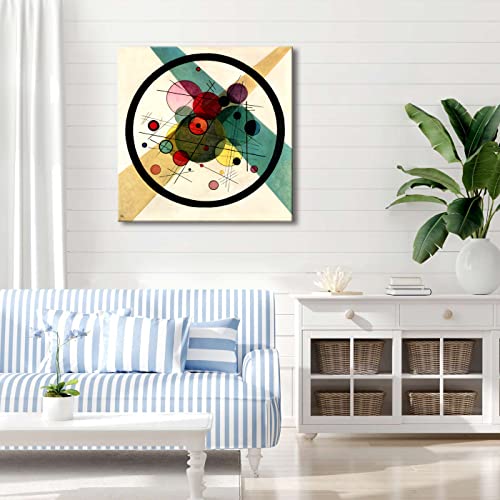 Wieco Art Canvas Prints Wall Art Circles in a Circle, 1923 by Wassily Kandinsky Classic Abstract Art Reproductions Canvas Wall Art for Living Room Home Decor Wall Decorations - size: 24"L x 24"W