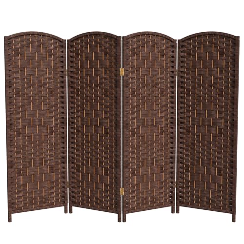 Red Lantern 4 ft. Short Diamond Weave Fiber Folding Screen - Dark Mocha - 4 Panel - color: Dark Mocha, size: 4 Panel