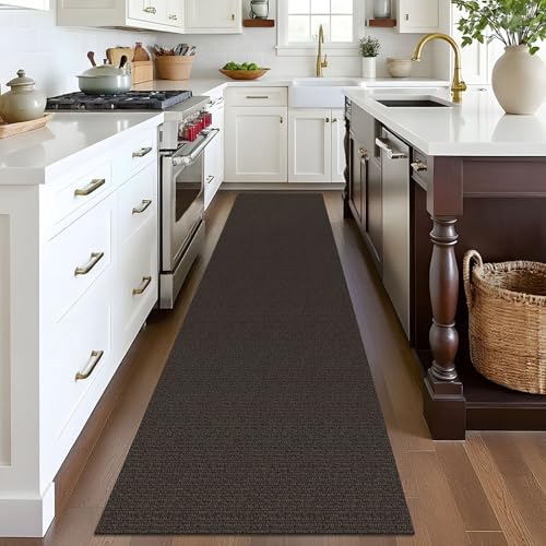 Washable Runner Rug, Non Slip Kitchen Runner, 2x8 Ft, Taupe/Coffee | Washable Braided Runner Carpet, Non Slip Rubber Dot Backed, For Hallway, Kitchen, Entryway, Bedroom, Laundry Room, Foyer - color: Taupe/Coffee, size: 2' x 8' (Rectangular)