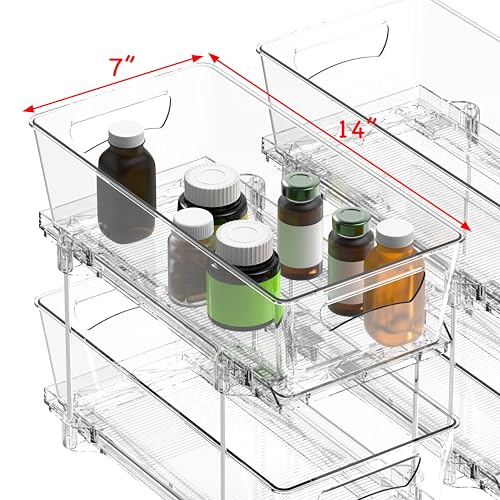 Simple Houseware 2Pcs 2-Tier Slim Drawer Cabinet Pull-Out Organizer, Clear - size: 2-Pack