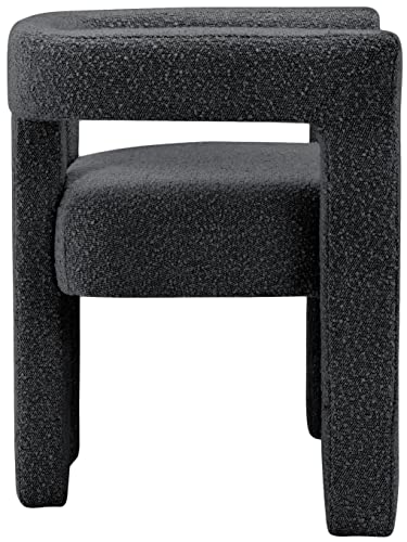 Meridian Furniture Athena Collection Modern | Contemporary Boucle Fabric Upholstered Accent | Dining Chair, 25" W x 21" D x 27" H, Black - color: Black