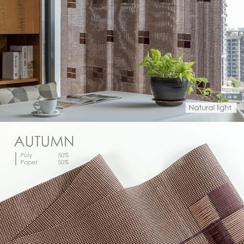 Room Divider Blinds 45.8"-86" x 96", Autumn | Vertical Panel System for Separating Rooms or Covering Closet Doors with Adjustable Track and Trimmable Height - color: Autumn