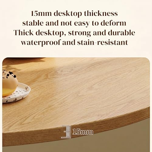 31.5" Round Tulip Table - Mid Century Modern Kitchen Dining Table | Natural Wood Grain Top & Black Pedestal Base, Space-Saving Table for Apartment, Breakfast Nook, Office, Small Dining Areas - color: Natural & Black, size: 31.5 Inch