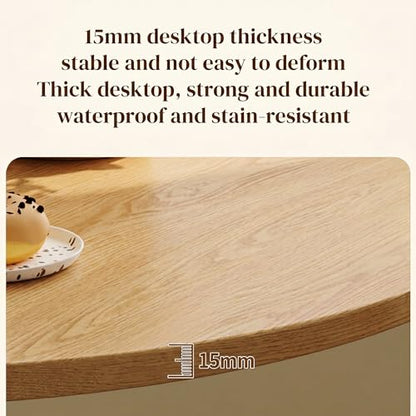 31.5" Round Tulip Table - Mid Century Modern Kitchen Dining Table | Natural Wood Grain Top & Black Pedestal Base, Space-Saving Table for Apartment, Breakfast Nook, Office, Small Dining Areas - color: Natural & Black, size: 31.5 Inch